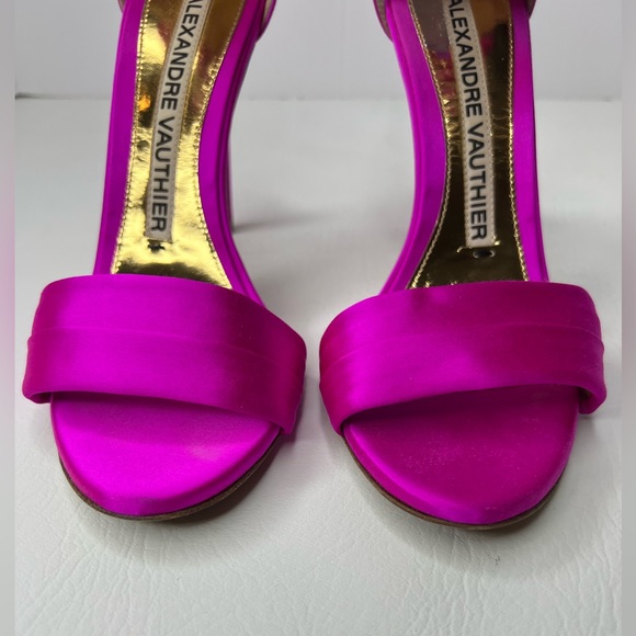 Alexandre Vauthier Yasmin Satin Buckle Fuschia Sandal Heel size 38.5 / 8.5 - Picture 11 of 11